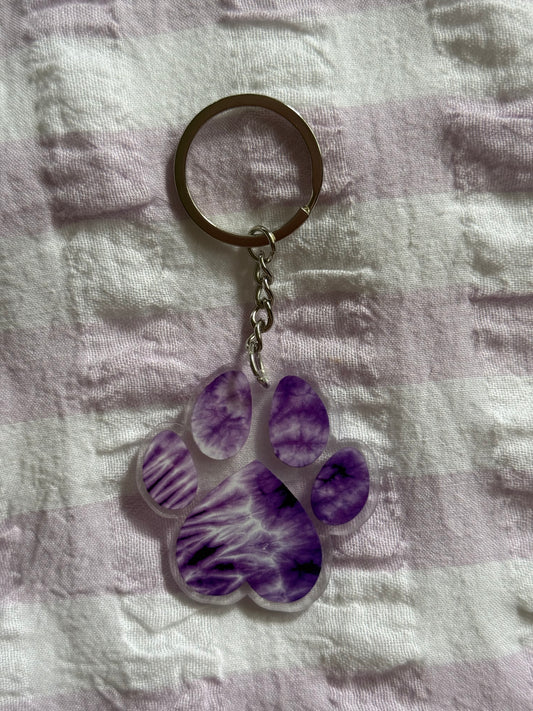 Tie-dye Paw Print Keyrings